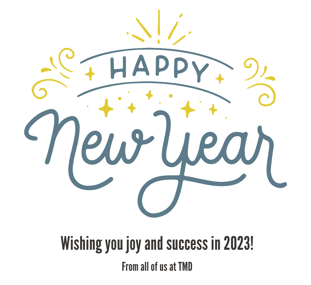 Infographic with text: Happy New Year! Wishing you joy and success in 2023!